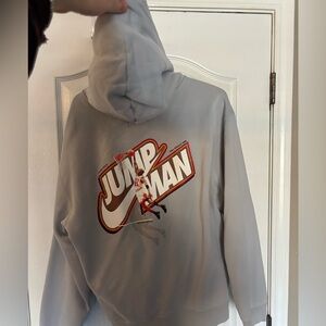 Jordan Light Gray Zip-Up Sweater with Graphic
